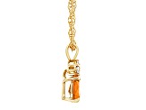 7x5mm Pear Shape Citrine with Diamond Accents 14k Yellow Gold Pendant With Chain