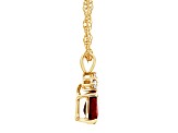 7x5mm Pear Shape Garnet with Diamond Accents 14k Yellow Gold Pendant With Chain