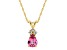 7x5mm Pear Shape Pink Topaz with Diamond Accents 14k Yellow Gold Pendant With Chain