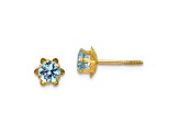 14k Yellow Gold 4mm Cubic Zirconia March Birthstone Stud Earrings