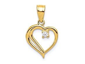 10k Yellow Gold Cubic Zirconia Heart Pendant
