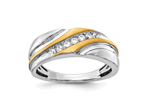 14K Two-tone Yellow and White Gold Lab Grown Diamond Men's Ring