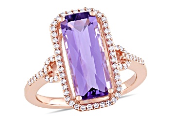 Picture of 3.50ctw Amethyst And 0.25ctw Diamond 14k Rose Gold Halo Ring