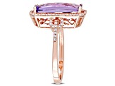 3.50ctw Amethyst And 0.25ctw Diamond 14k Rose Gold Halo Ring