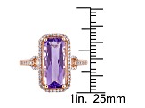 3.50ctw Amethyst And 0.25ctw Diamond 14k Rose Gold Halo Ring