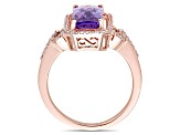 3.50ctw Amethyst And 0.25ctw Diamond 14k Rose Gold Halo Ring