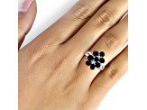 2.20ctw Oval Black Sapphire with White Diamond Sterling Accent Rhodium Over Sterling Silver Ring