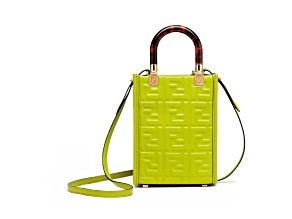 Fendi FF Zucca Mini Sunshine Shopper Tote Crossbody Bag Green Leather