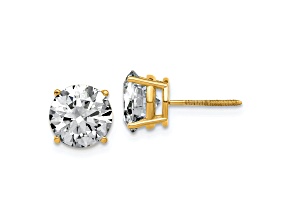 14K Yellow Gold 4ct. 8.0mm Round G H I True Light Moissanite Screwback Earrings