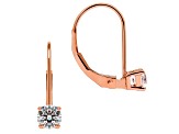 White Cubic Zirconia 14k Rose Gold Earrings With Velvet Gift Box 0.50ctw