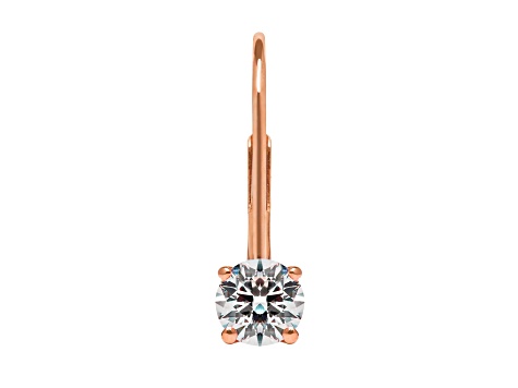 White Cubic Zirconia 14k Rose Gold Earrings With Velvet Gift Box 0.50ctw