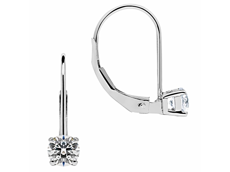 White Cubic Zirconia 14k White Gold Earrings With Velvet Gift Box 0.50ctw