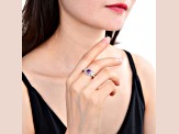 Lab Created Purple Sapphire with White Topaz Accents Sterling Silver Halo Ring, 1.14ctw