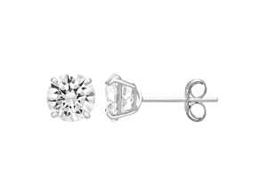 14k White Gold Cubic Zirconia Stud Earrings - 7MM