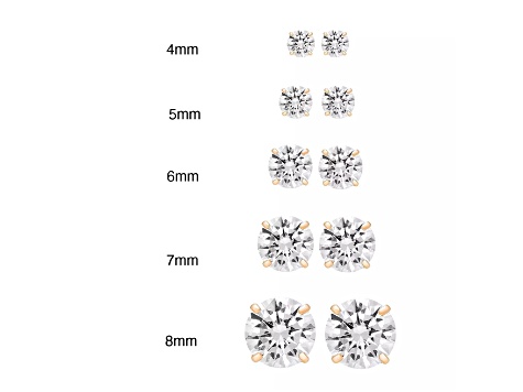 14k Yellow Gold Cubic Zirconia Stud Earrings - 7MM - 142PBB