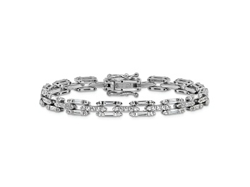 Picture of Rhodium Over Sterling Silver Polished Fancy Cubic Zirconia Link Bracelet