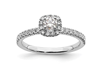 Picture of Rhodium Over 14K White Gold Eternal Promise Lab Grown Diamond Halo Ring