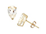Pear Lab Created White Sapphire 10K Yellow Gold Earrings 2.80ctw