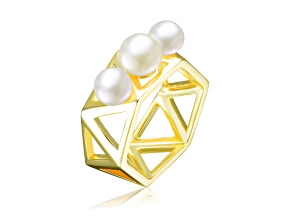 6-6.5mm freshwater Pearls, 14K Yellow Gold Plated over Sterling Silver Geometric Ring