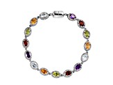 Sterling Silver African Amethyst, Garnet, Citrine, Peridot, and Sky Blue Topaz Bracelet 7.40ctw