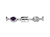 Sterling Silver African Amethyst, Garnet, Citrine, Peridot, and Sky Blue Topaz Bracelet 7.40ctw