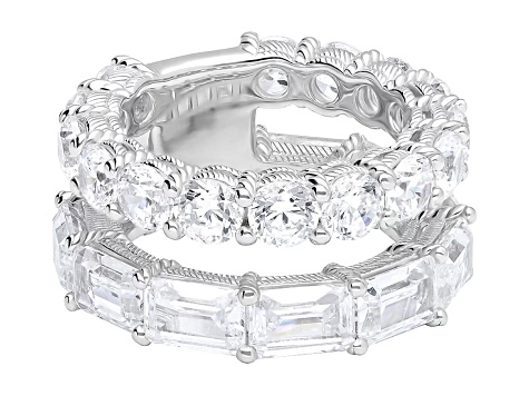Judith Ripka 15.60ctw Bella Luce® Diamond Simulant Rhodium Over Sterling Silver Double Band Ring