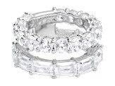 Judith Ripka 15.60ctw Bella Luce® Diamond Simulant Rhodium Over Sterling Silver Double Band Ring