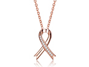 Clear Cubic Zirconia, 18K Rose Gold Plated over Sterling Silver Loop Necklace