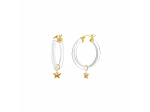 14K Yellow Gold Over Sterling Silver Acrylic Mini Star Charm Hoop Earrings in Clear