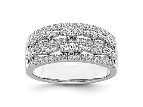 Rhodium Over 14K White Gold Diamond Band 0.88ctw