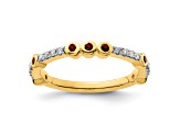 14K Yellow Gold Stackable Expressions Garnet and Diamond Ring 0.225ctw