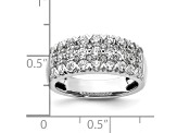 Rhodium Over 14K White Gold Pave Diamond Wedding Band 1.59ctw