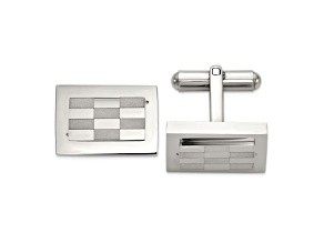 Stainless Steel Polished and Laser-cut Checkered Cuff Links