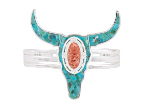 Barse Jewelry Longhorn Blue Turquoise Silver Cuff Bracelet