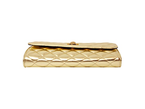 Versace Metallic Gold Leather Medusa Chain Wallet Bag