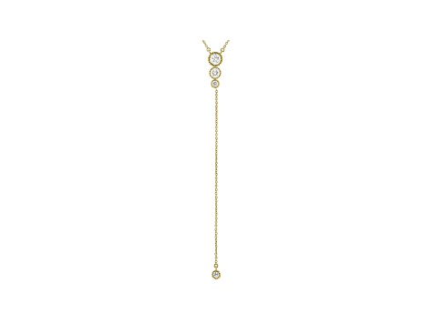 White Lab-Grown Diamond 14k Yellow Gold Lariat Necklace 1.00ctw