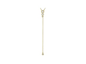 White Lab-Grown Diamond 14k Yellow Gold Lariat Necklace 1.00ctw