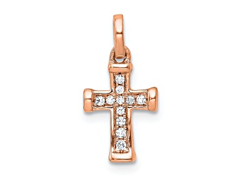 Picture of 10k Rose Gold Small Diamond Latin Cross Pendant