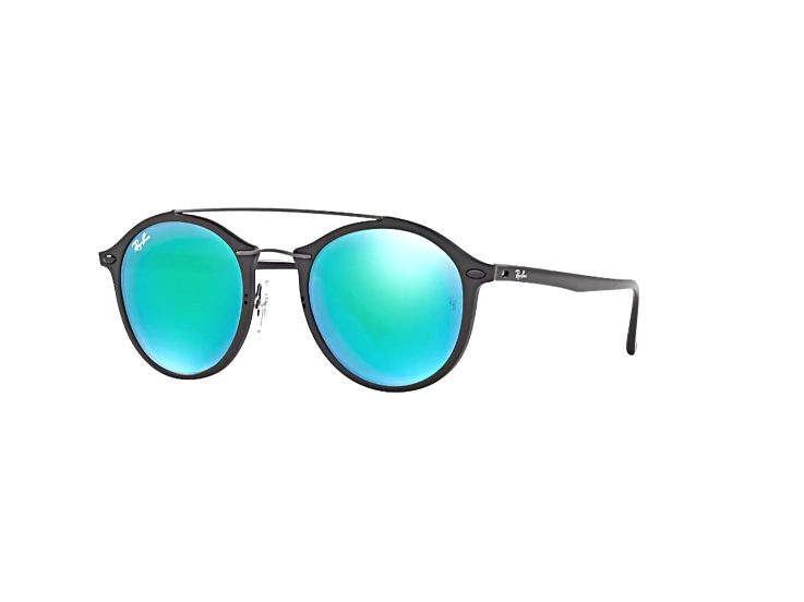 Ray-Ban Tech Matte Black Round Frame / Blue Green Mirrored 