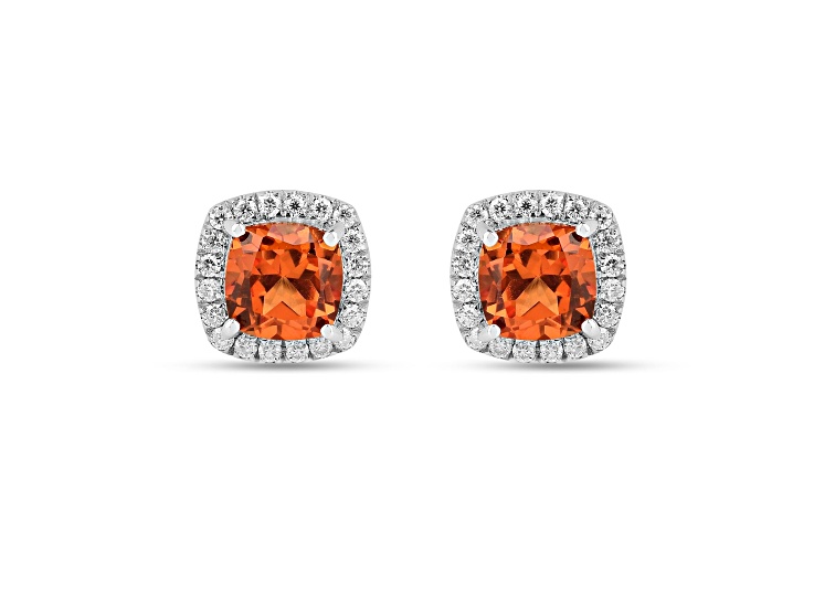 Peach Orange Lab Created Padparadscha Sapphire with Moissanite