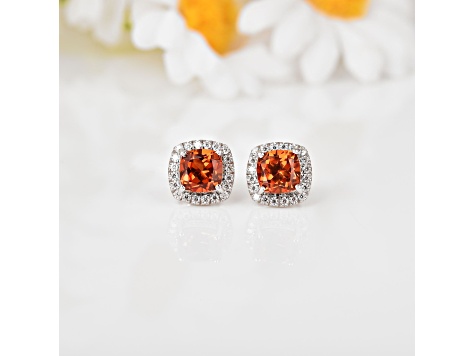 Peach Orange Lab Created Padparadscha Sapphire with Moissanite