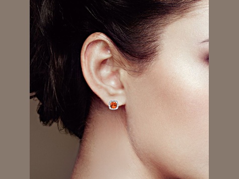 Peach Orange Lab Created Padparadscha Sapphire with Moissanite