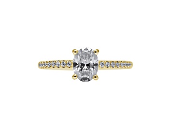 Picture of Oval White Lab Grown Diamond Ring 14K Yellow Gold 1.15ctw