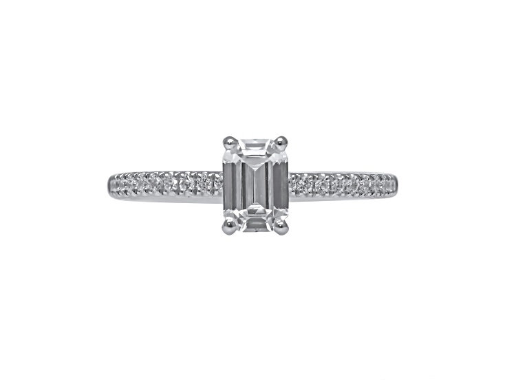 Emerald Cut White Lab Grown Diamond Ring 14K White Gold 2.15ctw