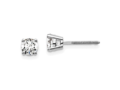 14K White Gold Lab Grown Diamond 2/3ctw VS/SI GH Screw Back 4 Prong Earrings