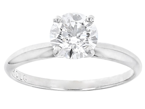 14k White Gold 1.10ct Round White IGI Certified Lab-Grown Diamond Solitaire Ring F/VS1