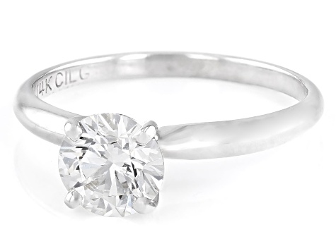 14k White Gold 1.10ct Round White IGI Certified Lab-Grown Diamond Solitaire Ring F/VS1