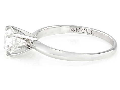 14k White Gold 1.10ct Round White IGI Certified Lab-Grown Diamond Solitaire Ring F/VS1