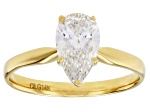 14k Yellow Gold Pear Shape White IGI Certified Lab-Grown Diamond Solitaire Ring 1.10ct F/VS1