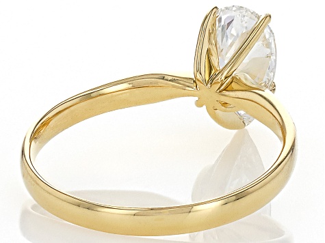 14k Yellow Gold Pear Shape White IGI Certified Lab-Grown Diamond Solitaire Ring 1.10ct F/VS1